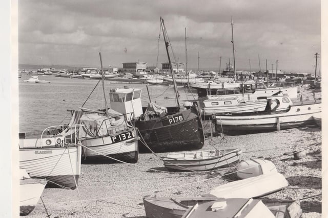 Eastney boats along Ferry Road, 1971. The News PP5745