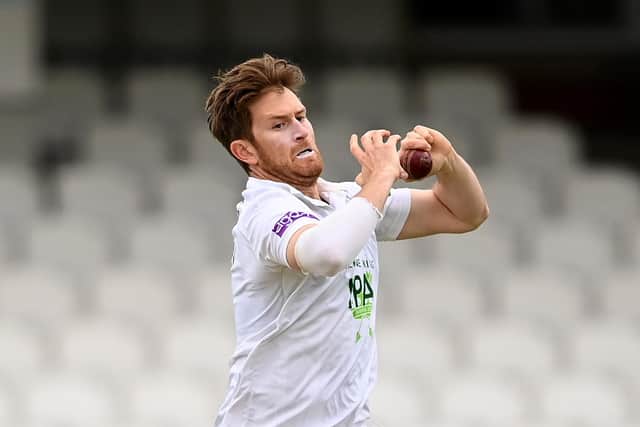 Liam Dawson took only his third first-class five-wicket haul for Hampshire as the county leapt into top spot in the LV Championship with one game reamining. Photo by Alex Davidson/Getty Images.