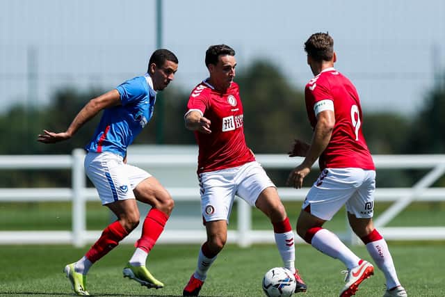 Gassan Ahadme battles away against Bristol City. Picture: Rogan/JMP