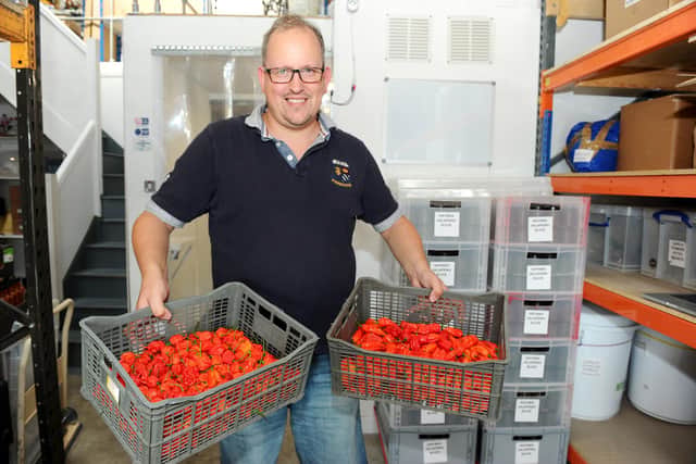 Chilli Mash Company in Limberline Road, Portsmouth. Nathanael Boarer, co-founder and director.

Picture: Sarah Standing (180647-3431)