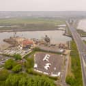 Drone pictures of the Covid-19 testing facility in Tipner West, Portsmouth. Picture: Solent Sky Services