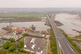 Drone pictures of the Covid-19 testing facility in Tipner West, Portsmouth. Picture: Solent Sky Services