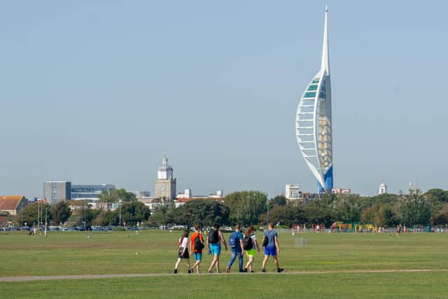 GV of Southsea on 14 September 2020
Pictured: A group of six people at Southsea Common.
Picture: Habibur Rahman