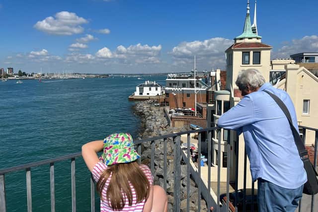 Families pictured at the Round Tower in Old Portsmouth waiting for the departure of HMS Prince of Wales
