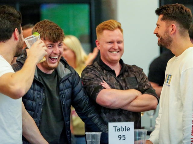 Fans watch Netherlands v England, UEFA Euros 2024 semi-final played in Dortmund, at Village Hotel, Lakeshore Drive, CoshamPicture: Chris  Moorhouse (100724-065)