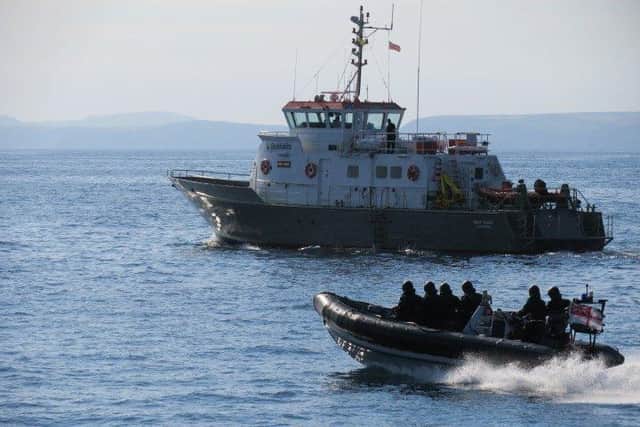 Trent's boarding team practising their approach. Photo: Royal Navy