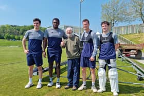 Barry Reed with members of the Hampshire first cricket team