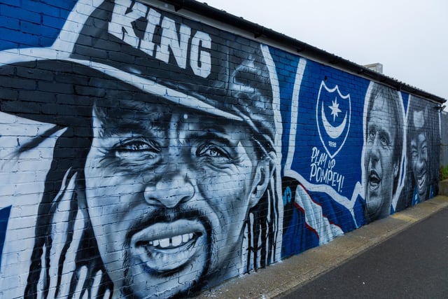 The mural was unveiled ahead of Portsmouth's top of the table clash with Derby County.