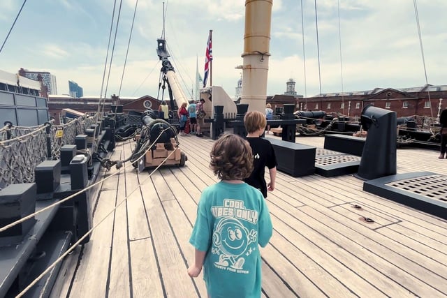 Sylv and Frank on board HMS Victory