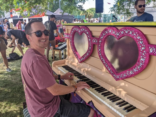 Adrian Gregory, one of the founders and directors of Portsmouth Music Academy, at the Piano Tree. Picture: Emily Jessica Turner.