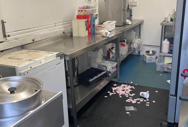 The aftermath of the break in at Havant and Waterlooville Football Club.