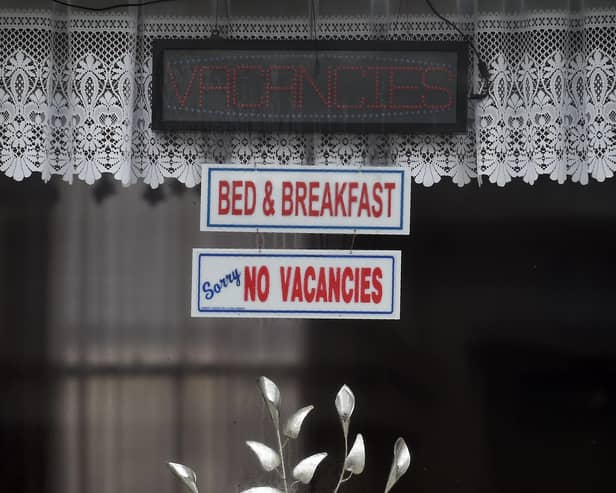 Bed and Breakfast no vacancy sign. Picture: PAUL ELLIS/AFP via Getty Images