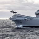 HMS QUEEN ELIZABETH operating off the coast of Norway while on Nato deployment. Reports say an unidentified drone was shot down after flying over the vessel while operating in Sweden. Picture: AS1 Amber Mayall RAF/RN.