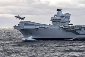 HMS QUEEN ELIZABETH operating off the coast of Norway while on Nato deployment. Reports say an unidentified drone was shot down after flying over the vessel while operating in Sweden. Picture: AS1 Amber Mayall RAF/RN.