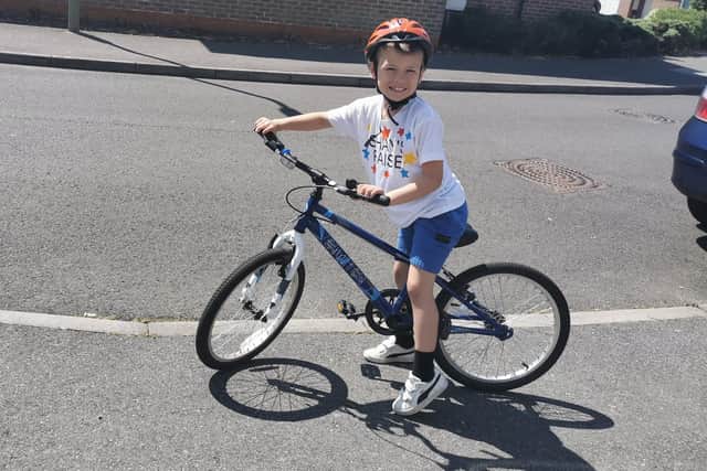 Shay Glenton, eight from Lee-on-the-Solent, took on a two-hour cycle ride to raise money for University Hospital Southampton