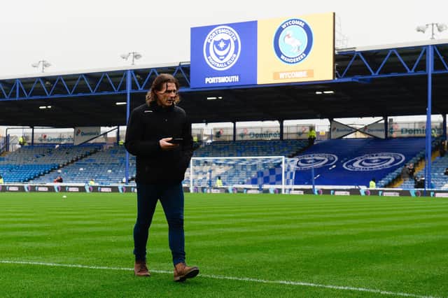 Wycombe Wanderers manager Gareth Ainsworth  at Fratton Park earlier this season