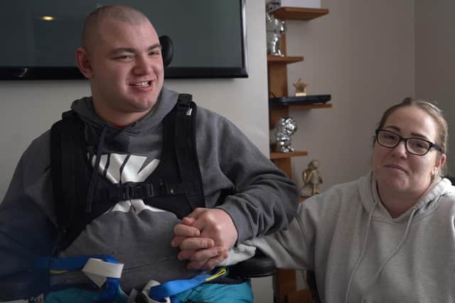 Charlie Stapleford, 19 at home with his mum Jackie Stapleford Picture: Alex Shute