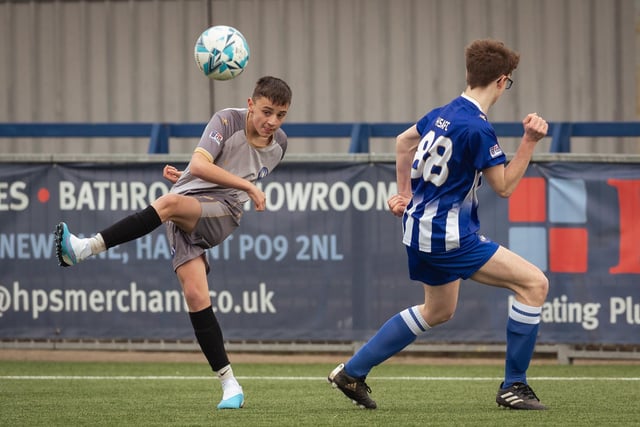 Action from the U15 Campbell McFaull Invitation Cup final between Hayling St Andrews Blue and Hayling St Andrew White. Picture: Keith Woodland (260221-436)
