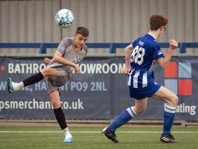Action from the U15 Campbell McFaull Invitation Cup final between Hayling St Andrews Blue and Hayling St Andrew White. Picture: Keith Woodland (260221-436)