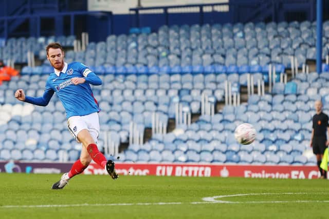 Tom Naylor netted one of the best goals of his career in this afternoon's 6-1 victory over King's Lynn. Picture: Joe Pepler