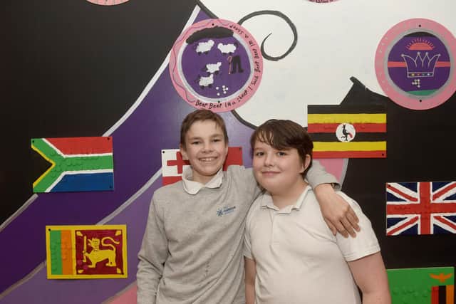 A 55ft multimedia map mural has been created in the basement of Portsmouth Guildhall for all the community to enjoy.
Pictured is: (l-r) Billy Bridle (12) and Kaiden Ross (13) from The Harbour School.