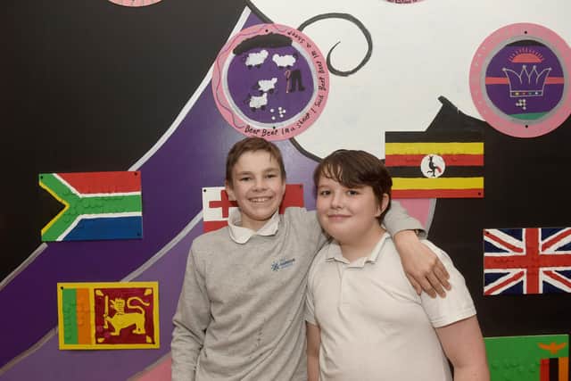 A 55ft multimedia map mural has been created in the basement of Portsmouth Guildhall for all the community to enjoy.

Pictured is: (l-r) Billy Bridle (12) and Kaiden Ross (13) from The Harbour School.