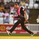 Somerset's Craig Overton of Somerset celebrates the wicket of Hampshire's Ben McDermott. Picture by Harry Trump/Getty Images