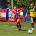 Moneyfields' Kim Whitcombe scored the opener in the FA Cup victory over Hastings United. Picture: Mike Cooter