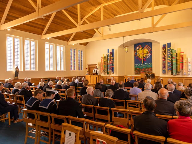 Pictured - Families at the service held at the Church of St Barabara
Photos by Alex Shute