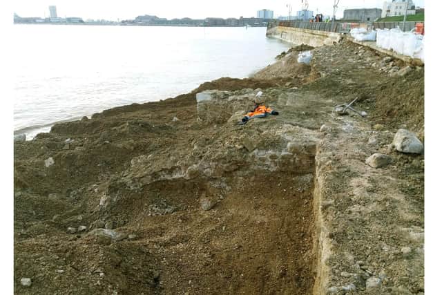 Historic seawalls uncovered in Southsea at Spur Redoubt