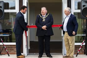 From left - Portsmouth South MP Stephen Morgan, city Mayor Frank Jonas and Portsmouth City Council leader Gerald Vernon-Jackson at Cockleshell Gardens.