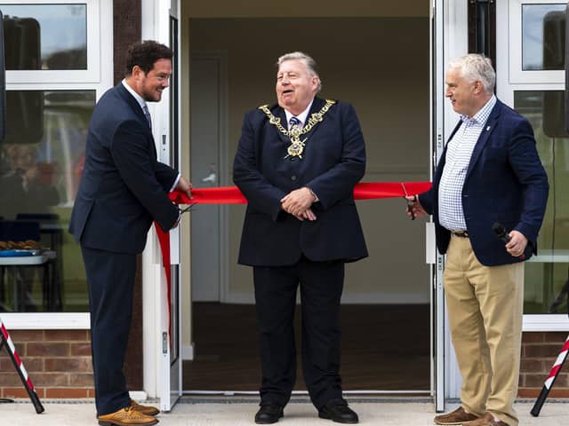 From left - Portsmouth South MP Stephen Morgan, city Mayor Frank Jonas and Portsmouth City Council leader Gerald Vernon-Jackson at Cockleshell Gardens.