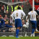 Stand-in goalkeeper Rio Ferdinand cannot keep out Sulley Muntari's penalty as Manchester United were knocked out of the FA Cup by Pompey in March 2008. Picture: Richard Heathcote/Getty Images.