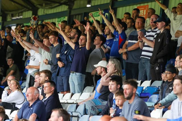 Pompey fans during the Blues' pre-season friendly fixture against Luton at Kenilworth Road on Saturday.