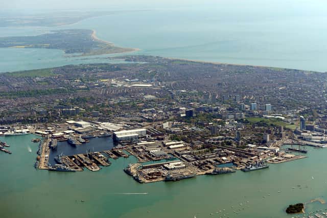 Aerial view of Portsmouth Naval Base in 2011. Picture: Paul Jacobs (111408-4)