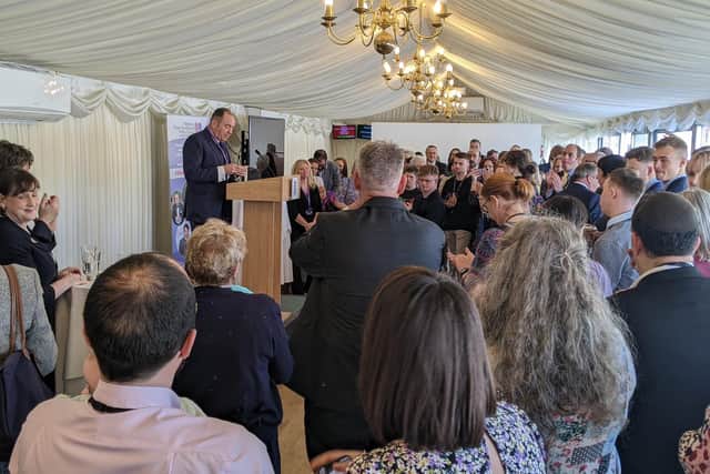 PDSA co-founder Ken Ross addresses the room. Picture: Emily Turner