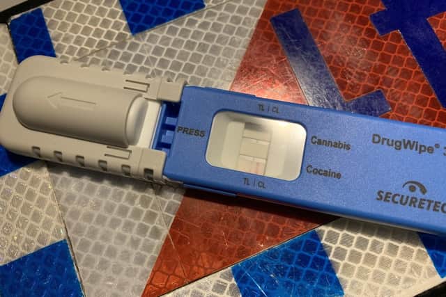 File photo shows Hampshire Roads Police DrugWipe shows positive for cocaine after a driver was stopped on the M27 near Portsmouth