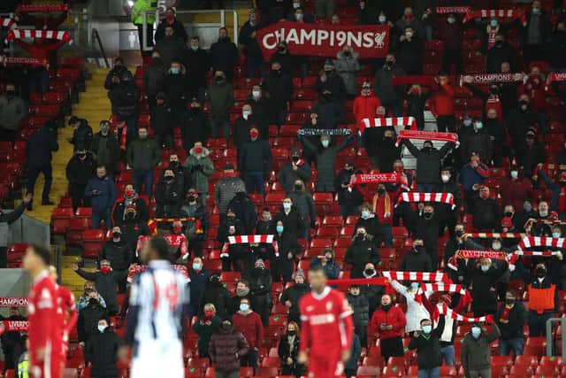 Anfield is one of only two Premier League grounds currently able to welcome supporters. Photo by Nick Potts - Pool/Getty Images.