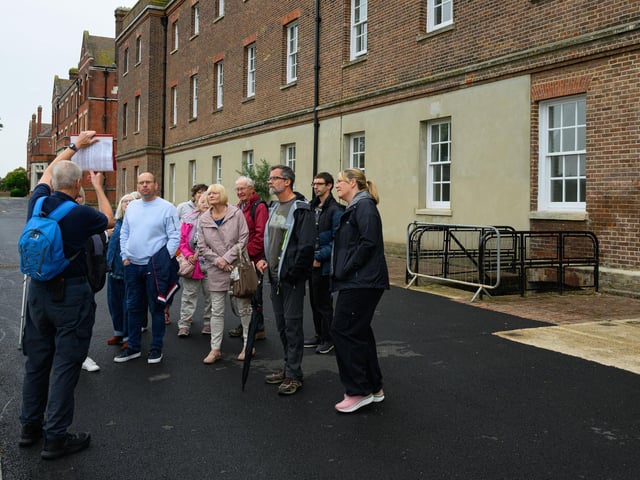 Mark Trasler of the Haslar Heritage Group led the tour of the former hospital. Picture: Keith Woodland (070921-8)
