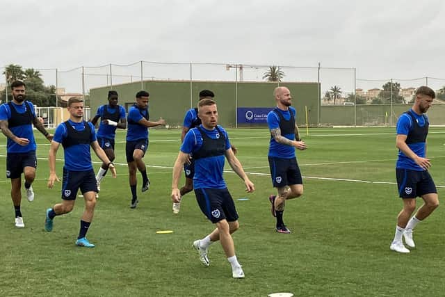 Pompey players going through their paces in Spain