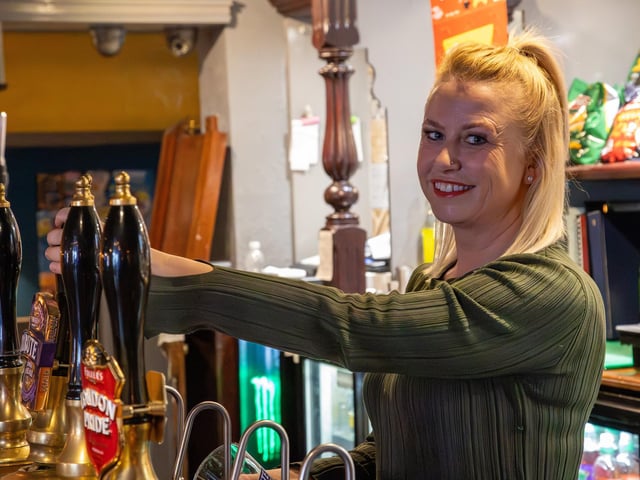 The Eldon Arms has relaunched as an Italian/English restaurant and pub, with live sports, pool table and dedicated restaurant area.
Pictured - Claire Collins pulling the first pint of the day
Photos by Alex Shute