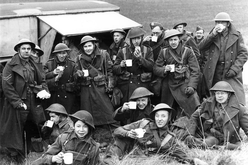 A tea break for members of the Cosham Home Guard at Butser. The News Portsmouth PP232