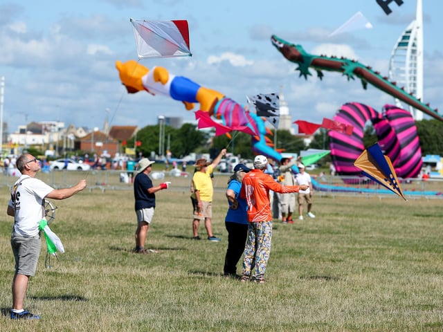 Kite flyers make the most of the beautiful conditions at Portsmouth International Kite Festival, Southsea Common.Picture: Chris Moorhouse (270724-05)