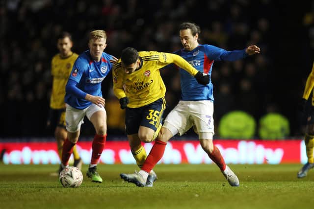 Ross McCrorie and Ryan Williams challenge Gabriel Martinelli against Arsenal. Picture: Joe Pepler