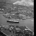 Aerial view on the HMY Britannia sailing to Portsmouth Harbour, UK, 30th May 1965. (Photo by Daily Express/Hulton Archive/Getty Images)