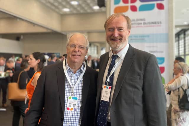 Talking business - Ross McNally, Hampshire Chamber Chief Executive and Executive Chair, right, and Peter Taylor, President, at the British Chambers of Commerce global annual conference at Westminster in May