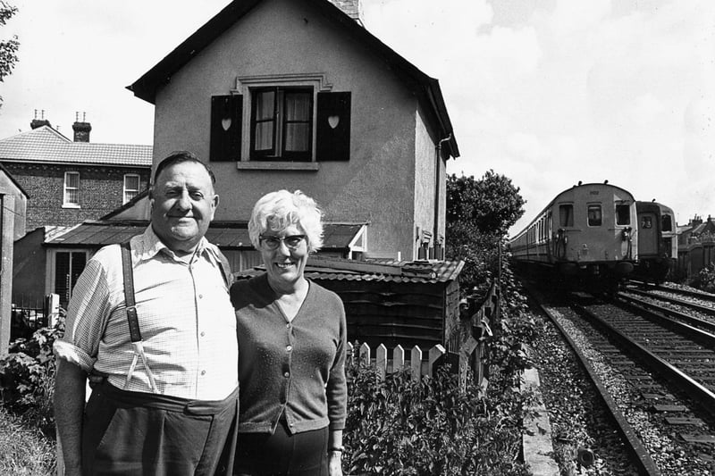 Sid and Doris Emery outside Railway Cottage at Copnor Bridge