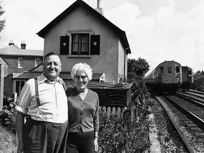 Sid and Doris Emery outside Railway Cottage at Copnor Bridge