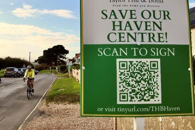 One of the signs for the petition