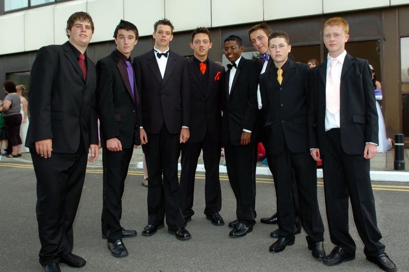 James Sillence (16), Liam Croft (16), James Brown (16), Gary Leighfield (16), Terence Carvalho (15), Harrison Wood (16), Daniel Feltham (16), Michael Schouller (16) attended St Edmund's Catholic School's prom at The Marriott Hotel in Portsmouth in July 2006. Picture: (062937-85)